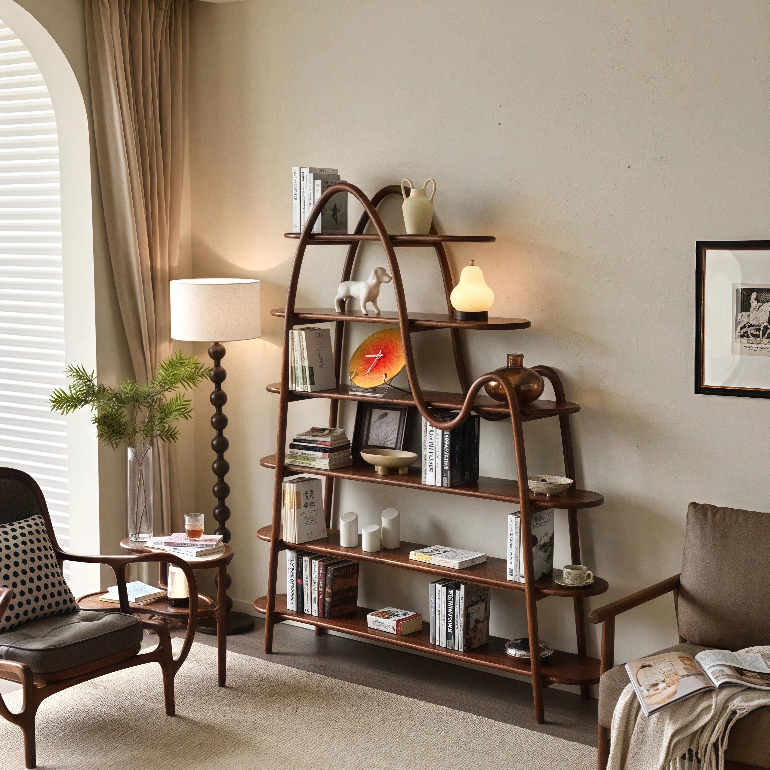 新中式胡桃木书架多层展示柜储物柜实木博古架书架落地置物架,住宅家具,多宝格/博古架,淘宝优惠券,粉丝福利购,淘宝优惠卷