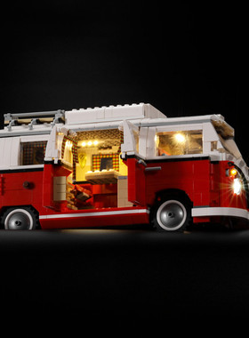 可匀适用于乐高10220大众T1露营车创意男女孩组装拼搭积木LED灯