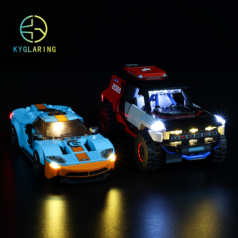 ky适用乐高76905 赛车系列福特gt和broncor积木汽车模型 led灯饰