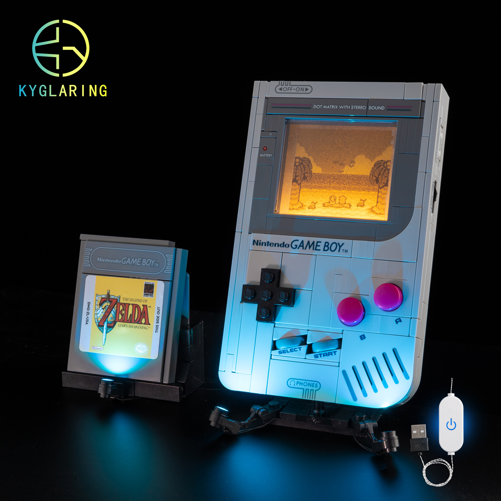 KY可匀适用于乐高72046任天堂GameBoy游戏机LED积木玩具灯饰灯光