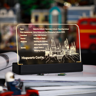 KY可匀适用于乐高71043哈利波特霍格沃茨城堡LED亚克力发光铭牌