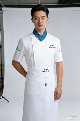 掌勺人夏季棉短袖上衣弹力厨师服