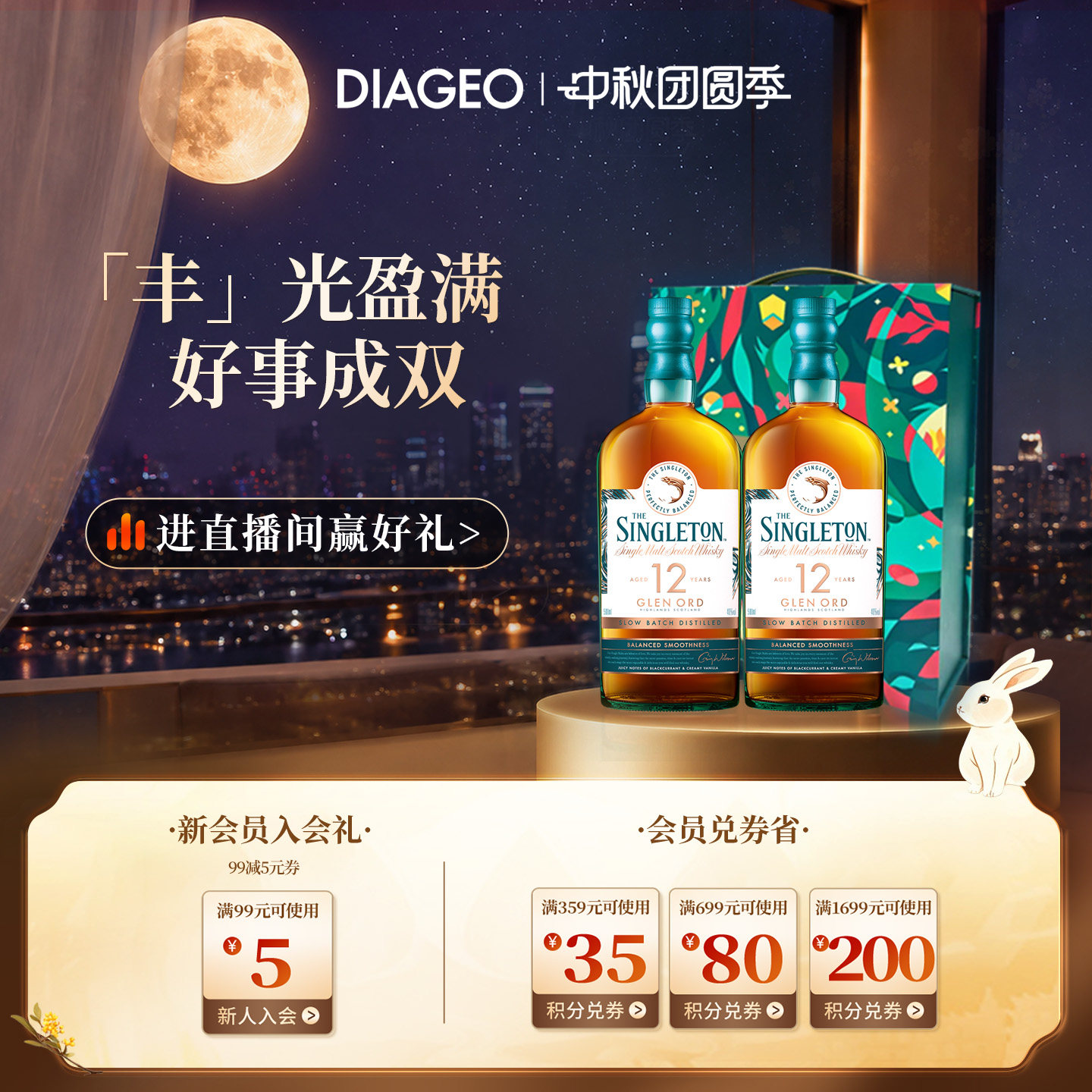 苏格登12年500ml双支礼盒图片