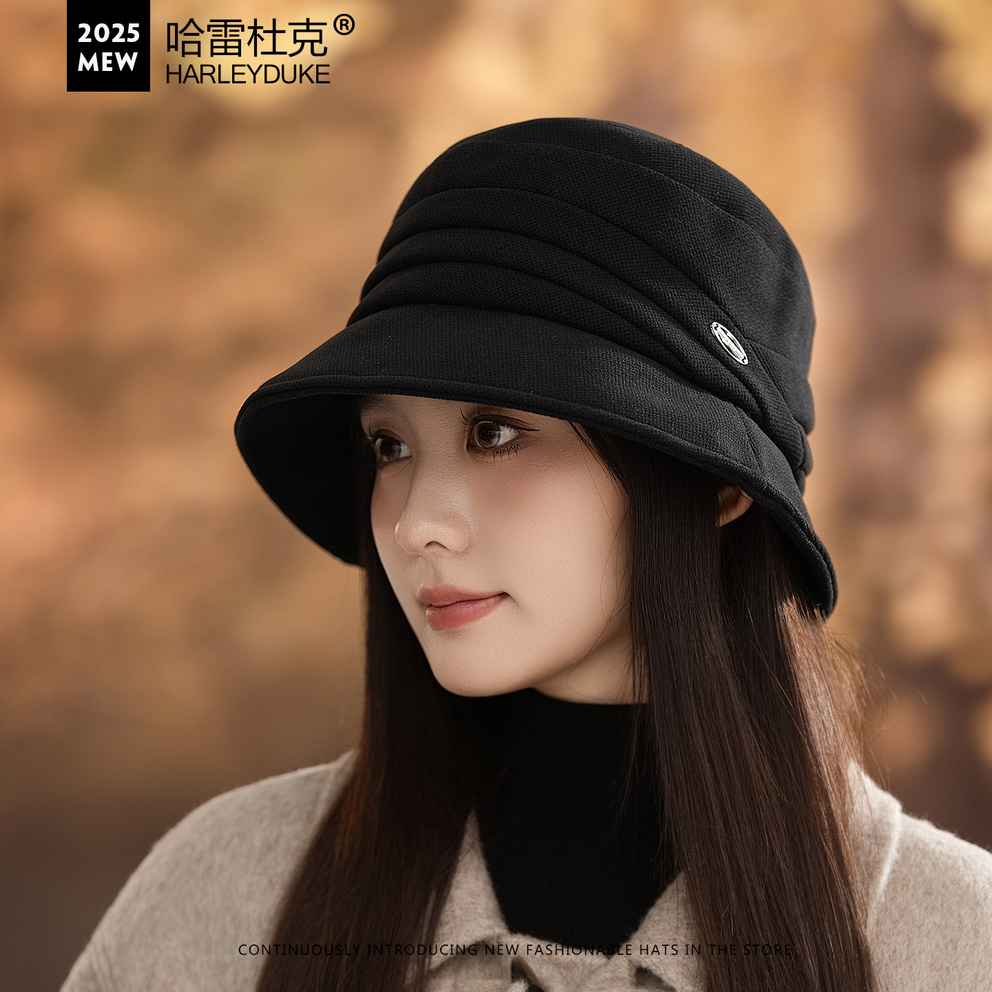 渔夫帽女秋冬季日系百搭盆帽女士帽子韩版英伦春秋女帽时尚礼帽潮
