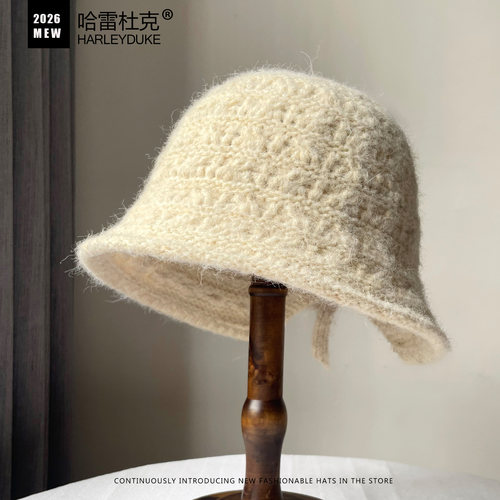 秋冬粗毛线渔夫帽保暖护耳显脸小