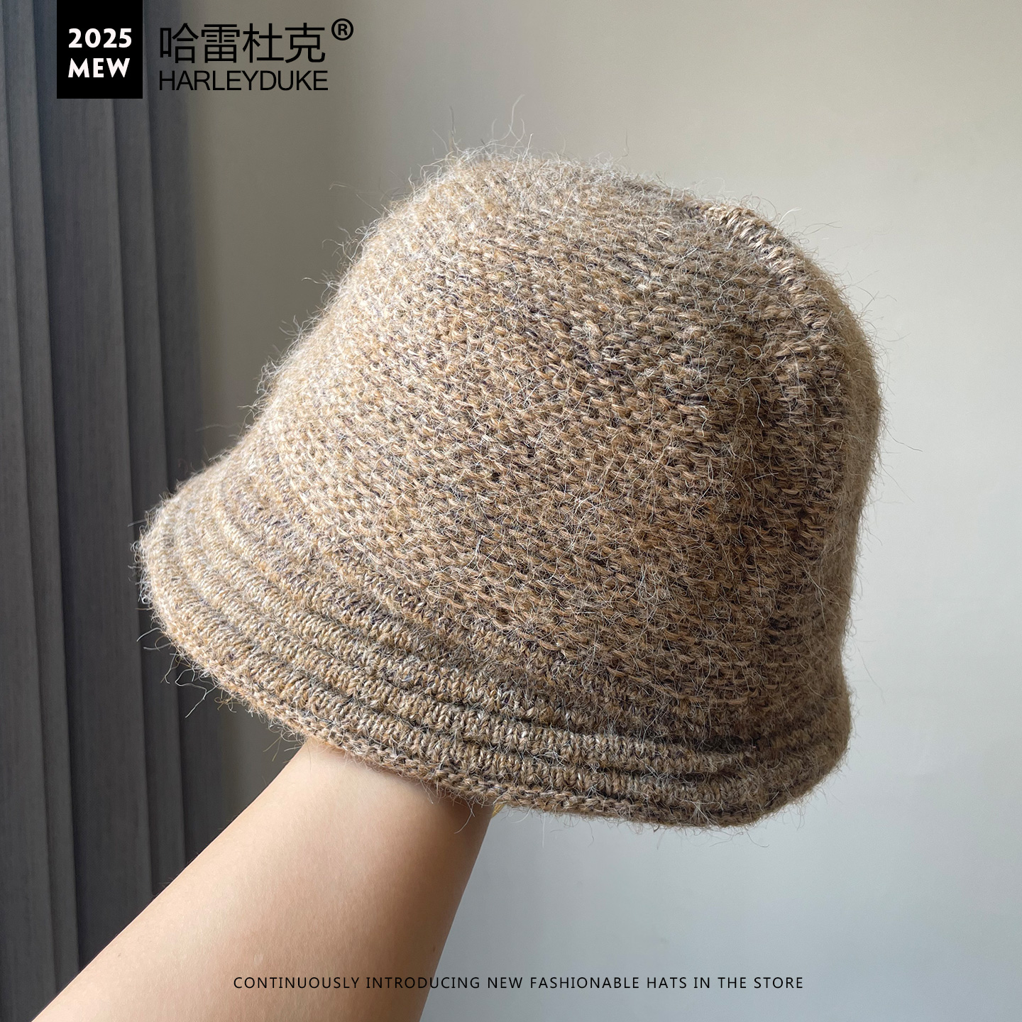 秋冬新品女显脸小针织盆帽毛线帽