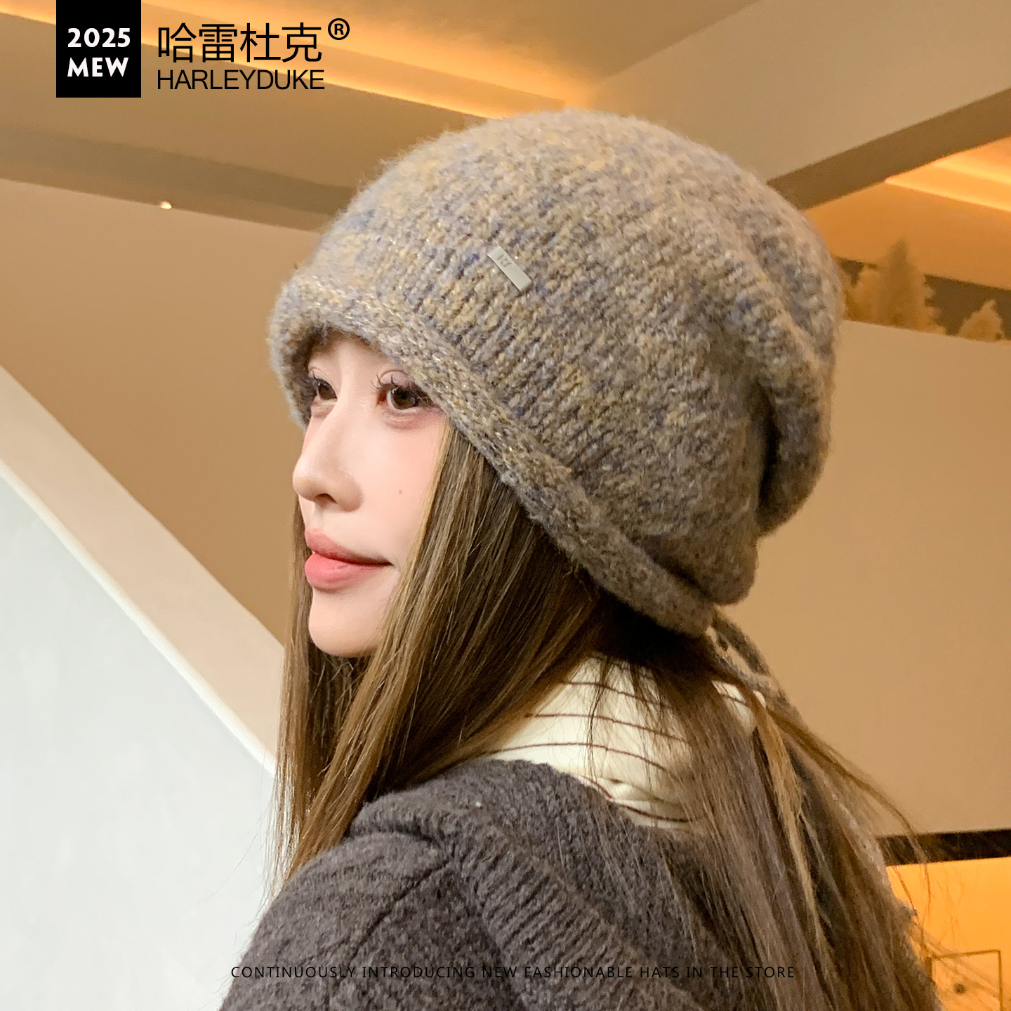 帽子女秋冬护耳保暖抽绳堆堆帽