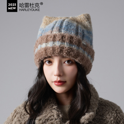 加绒加厚保暖粗毛线帽子女冬可爱