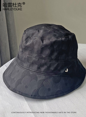 黑色渔夫帽女士2026春夏季宽檐显脸小百搭盆帽街头日系纯色百搭款