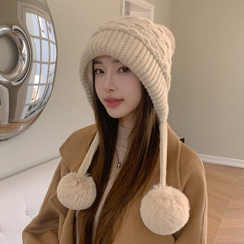 毛线帽出游休闲女冬天加绒护耳