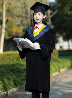 学士服大学生学位服男女毕业季拍照服装高中毕业服文科礼服帽子