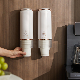 一次性杯子取杯器壁挂式高颜值自动塑料放装水杯纸杯的放置收纳盒