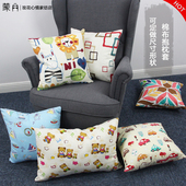 蒙月全棉靠垫套65X65正方形大号老粗布抱枕套不含芯可定做各尺寸