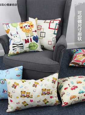 蒙月全棉靠垫套65X65正方形大号老粗布抱枕套不含芯可定做各尺寸