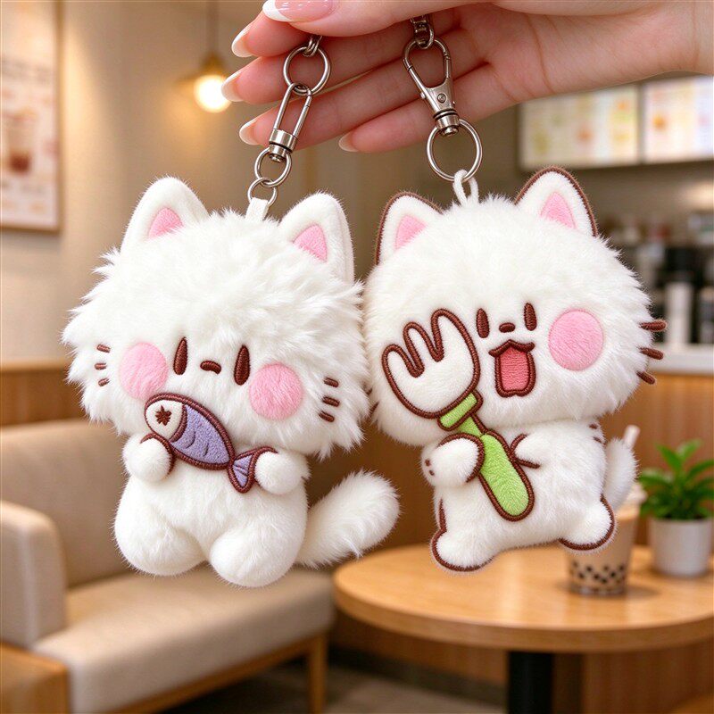 毛绒小猫咪钥匙挂件手机链小饰品