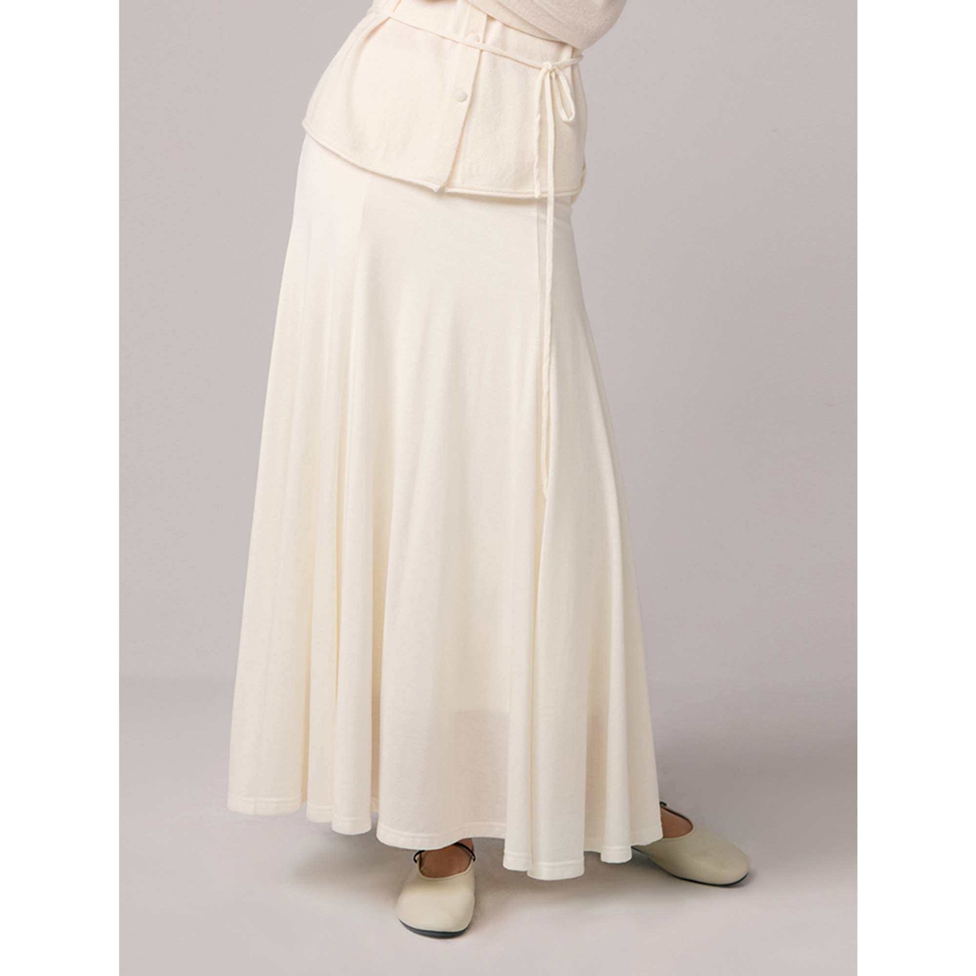 SO 厚垂亲肤针织腰头拼接中长款加厚遮胯中高腰黑白双色a字半裙