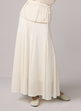 SO 厚垂亲肤针织腰头拼接中长款加厚遮胯中高腰黑白双色a字半裙