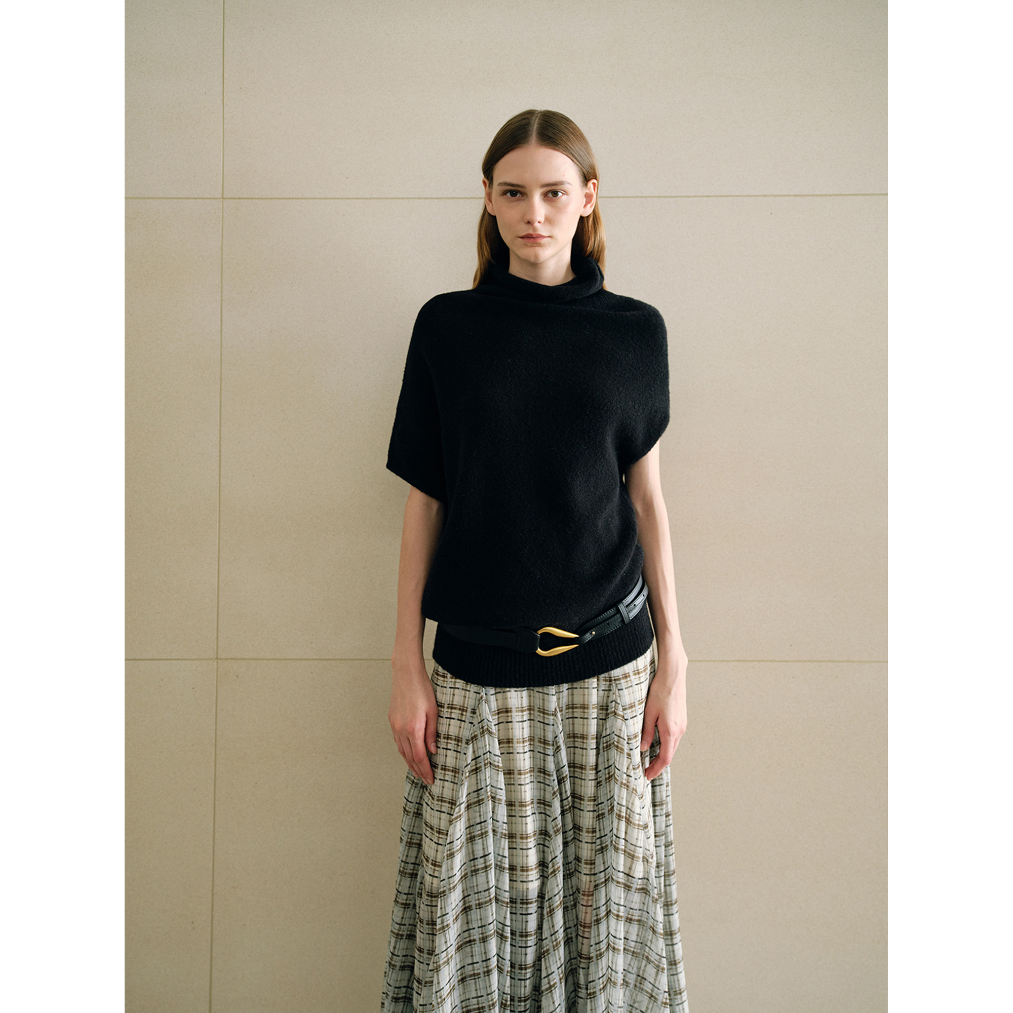 SO 法式原创设计复古黑色半高领针织衫女高级感宽松显瘦套头上衣