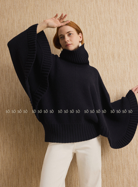 SO 【100羊毛】2025秋冬新款气质时髦百搭高级感藏蓝色高领毛衣