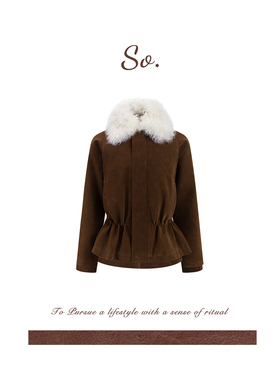 SO【内里鹅绒！】 秋冬100羊毛领口可调节抽褶收腰防风鹅绒外套