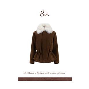 SO【内里鹅绒！】 秋冬100羊毛领口可调节抽褶收腰防风鹅绒外套