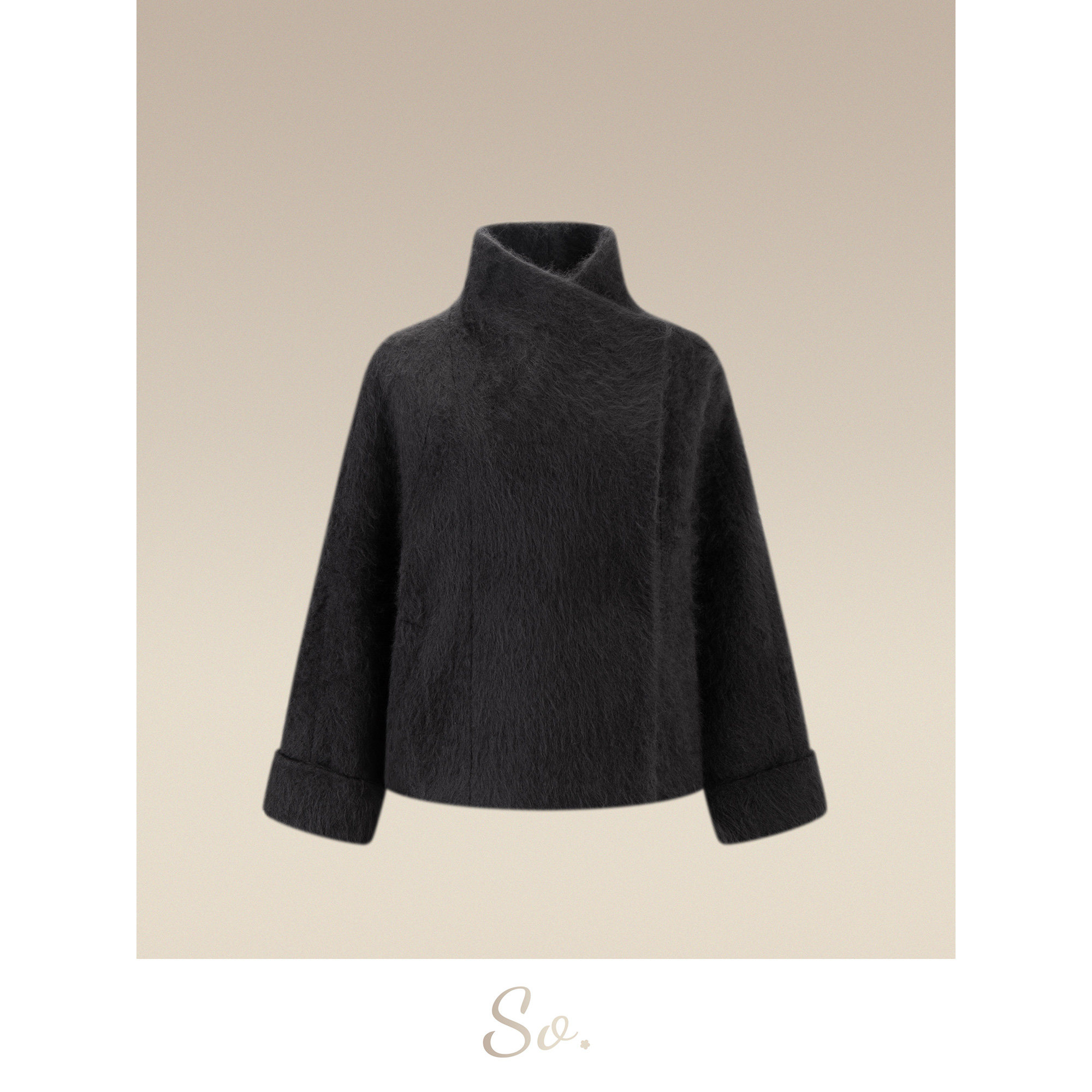SO 【羊毛+山羊绒】25年秋冬加厚毛呢立领保暖羊绒大衣短款外套