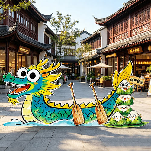 端午节龙舟场景布置氛围装饰幼儿园环创拍照打卡相框立牌道具kt板