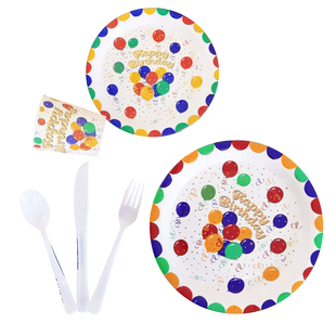 纸盘一次性生日布置甜品台摆件展示架儿童派对餐具蛋糕碟子野餐盘