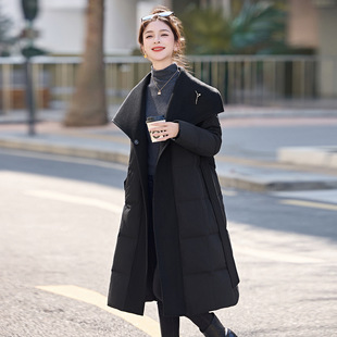 羽绒服女中长款2025冬装新款洋气减龄白鸭绒黑色时尚外套ME59190