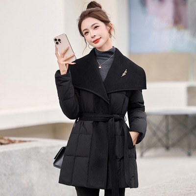 羽绒服女款中长款2025新款冬季气质时尚精致大翻领洋气巨好看外套