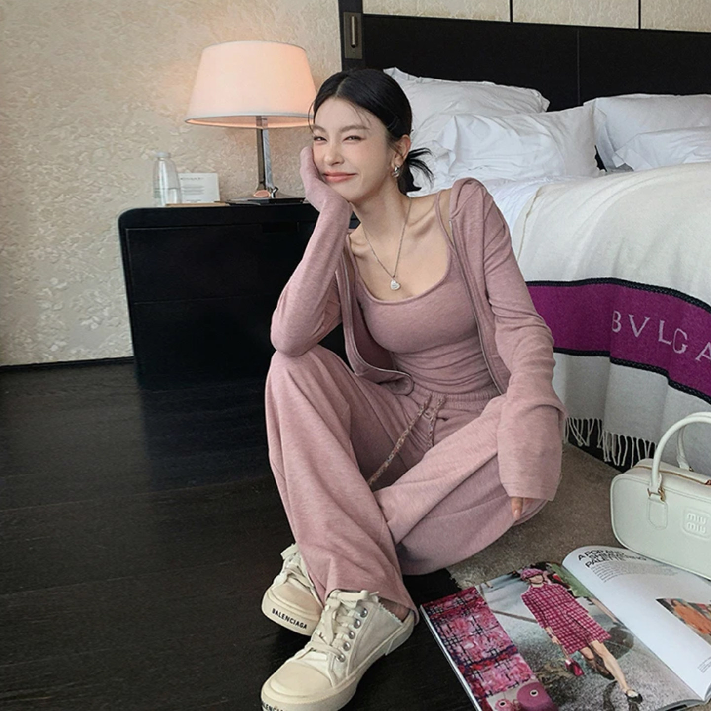 春季时尚气质运动套装女春秋连帽卫衣显瘦宽松韩版休闲两件套学生