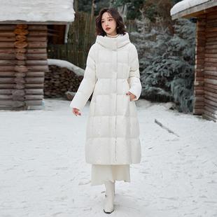连帽过膝长款羽绒服女2025年冬装新款时尚气质收腰加厚保暖外套