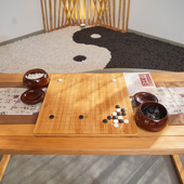 双元 实木质双面两用楠竹棋盘入门象棋子成人儿童 围棋精瓷套装