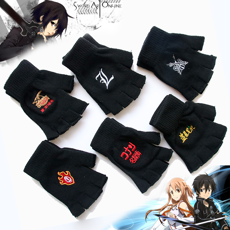 动漫周边半指写字保暖刺绣手套火影红云初音未来进击的巨人死神