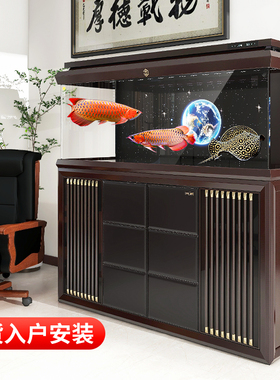 森森2025新款至臻ZHB新中式龙鱼缸客厅大型超白玻璃底过滤水族箱