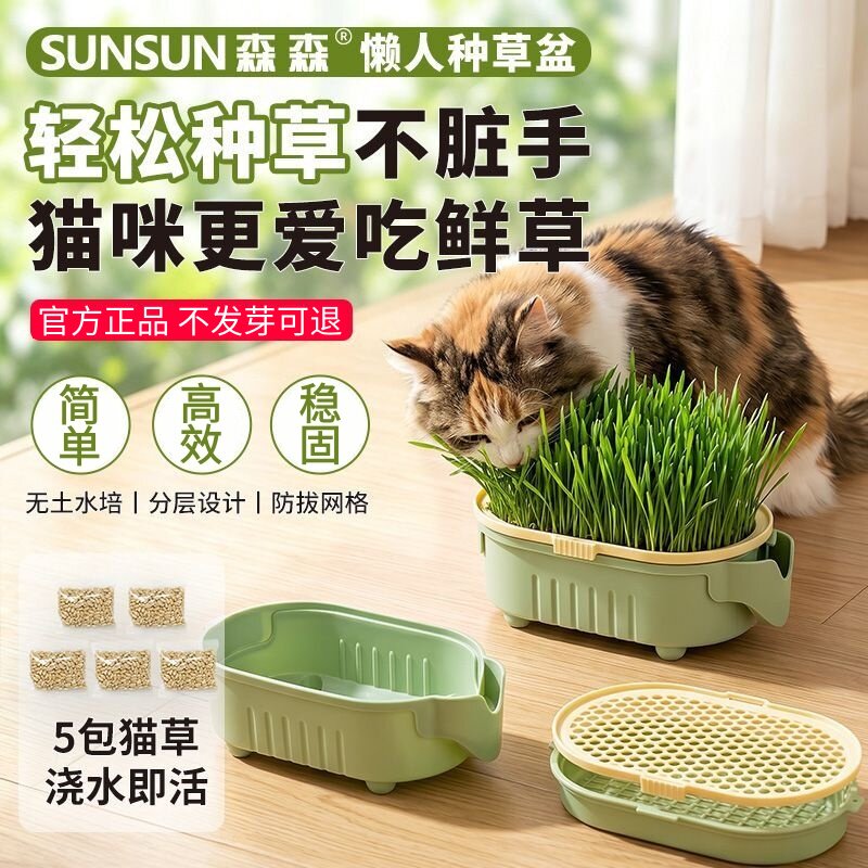 森森猫粮大号猫草盒套餐水培种植桌面盆栽懒人猫草化毛草猫草专用