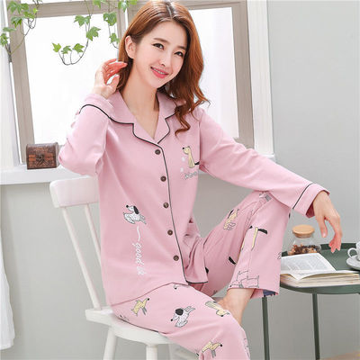 春秋季纯棉家居服套装女