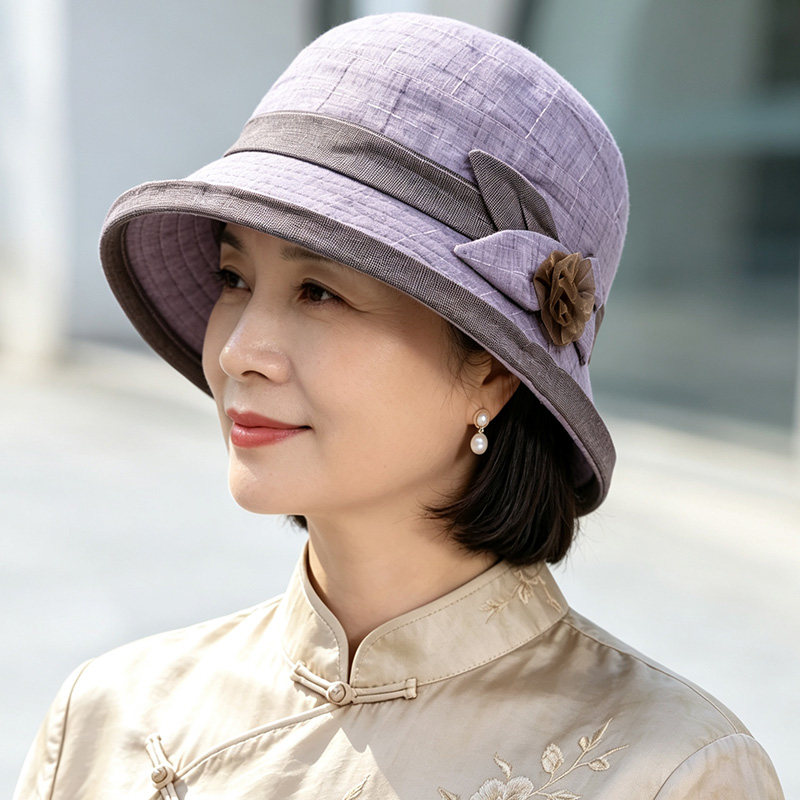春秋天妈妈帽子女士薄款布帽秋季奶奶盆帽中老年人渔夫帽休闲礼帽