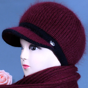 冬天针织毛线帽女士加绒保暖帽老年人冬季妈妈帽中老年棉帽女冬帽