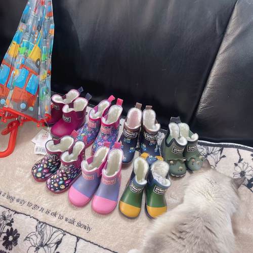 瑕疵款 冬儿童加绒保暖雨鞋卡通可爱宝宝雨靴雪地靴短筒轻便婴儿