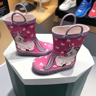 28码 捡漏 防滑橡胶中筒儿童公主雨靴25 上新女宝粉色小马雨鞋