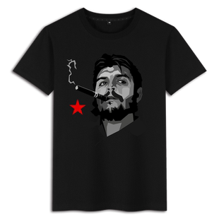 胡巴红色革命英雄切格瓦拉联名周边印花图案男士短袖t恤大码夏季