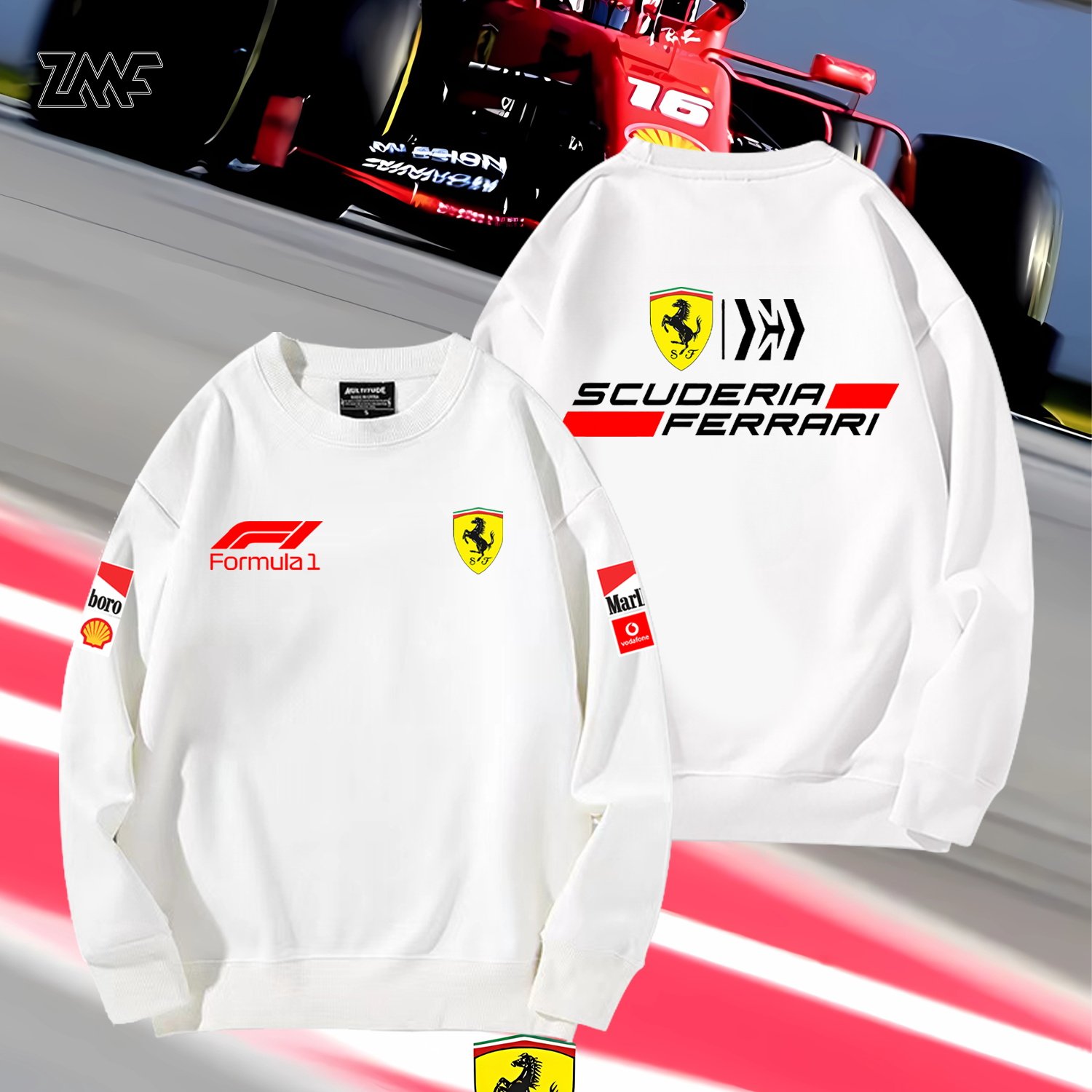 法拉F1利车队Ferrari经典赛车服跑车卫衣圆领衣服男女秋冬季套头