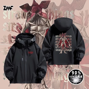 怪奇物语5美剧Stranger Things魔王周边冲锋衣夹克石墨烯羽绒外套