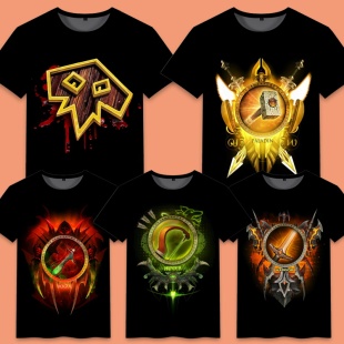 游戏周边wow魔兽世界联名印花图案潮流短袖 衣服夏 大童休闲T恤男款