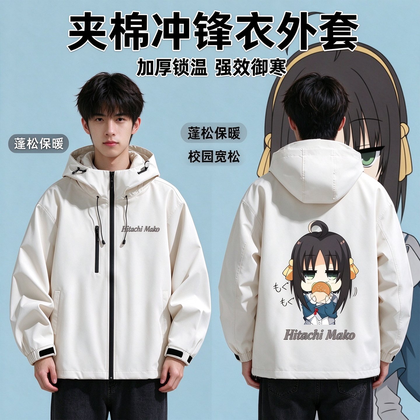 连帽秋冬新款宽松防风冲锋衣