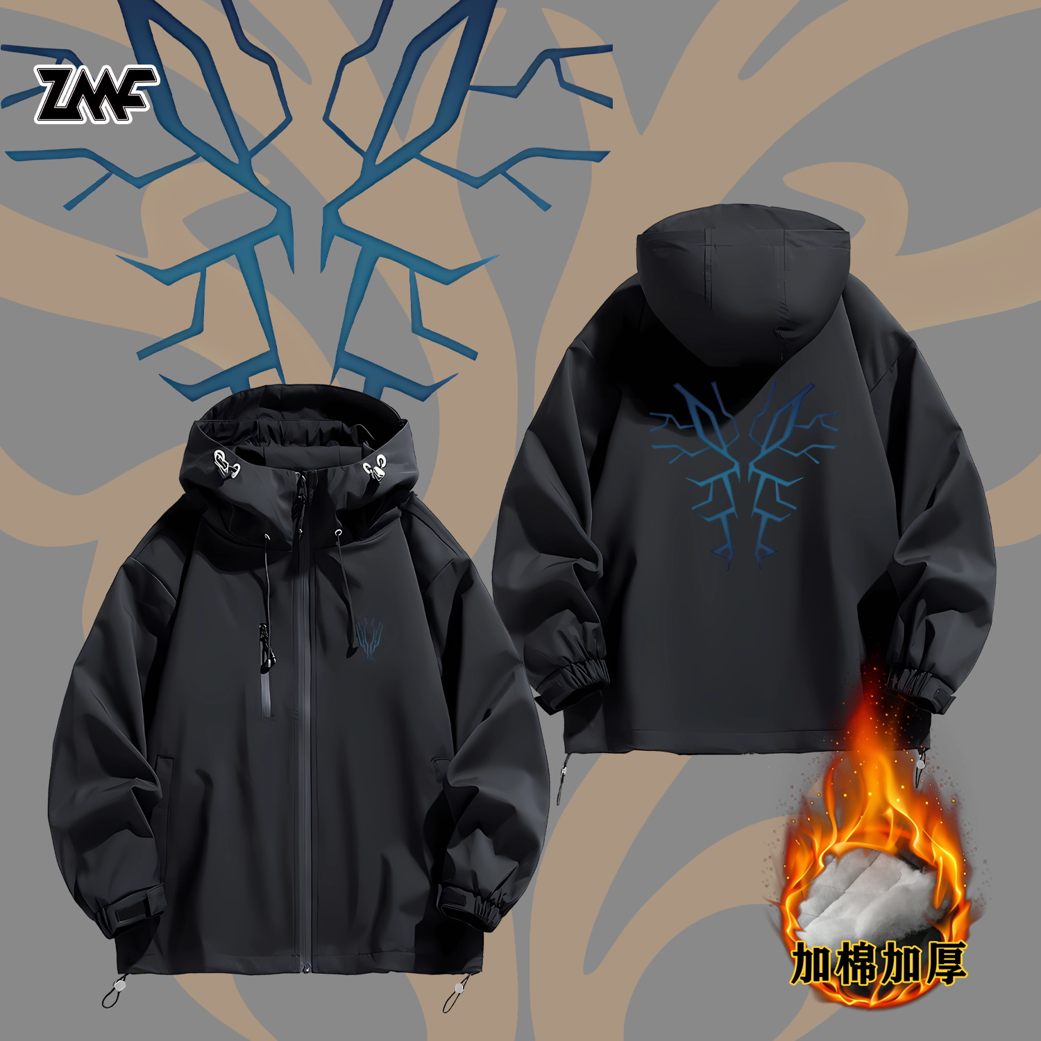 连帽秋冬新款宽松防风冲锋衣