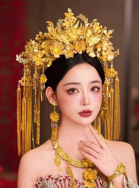 金色奢华花朵新娘大凤冠中式