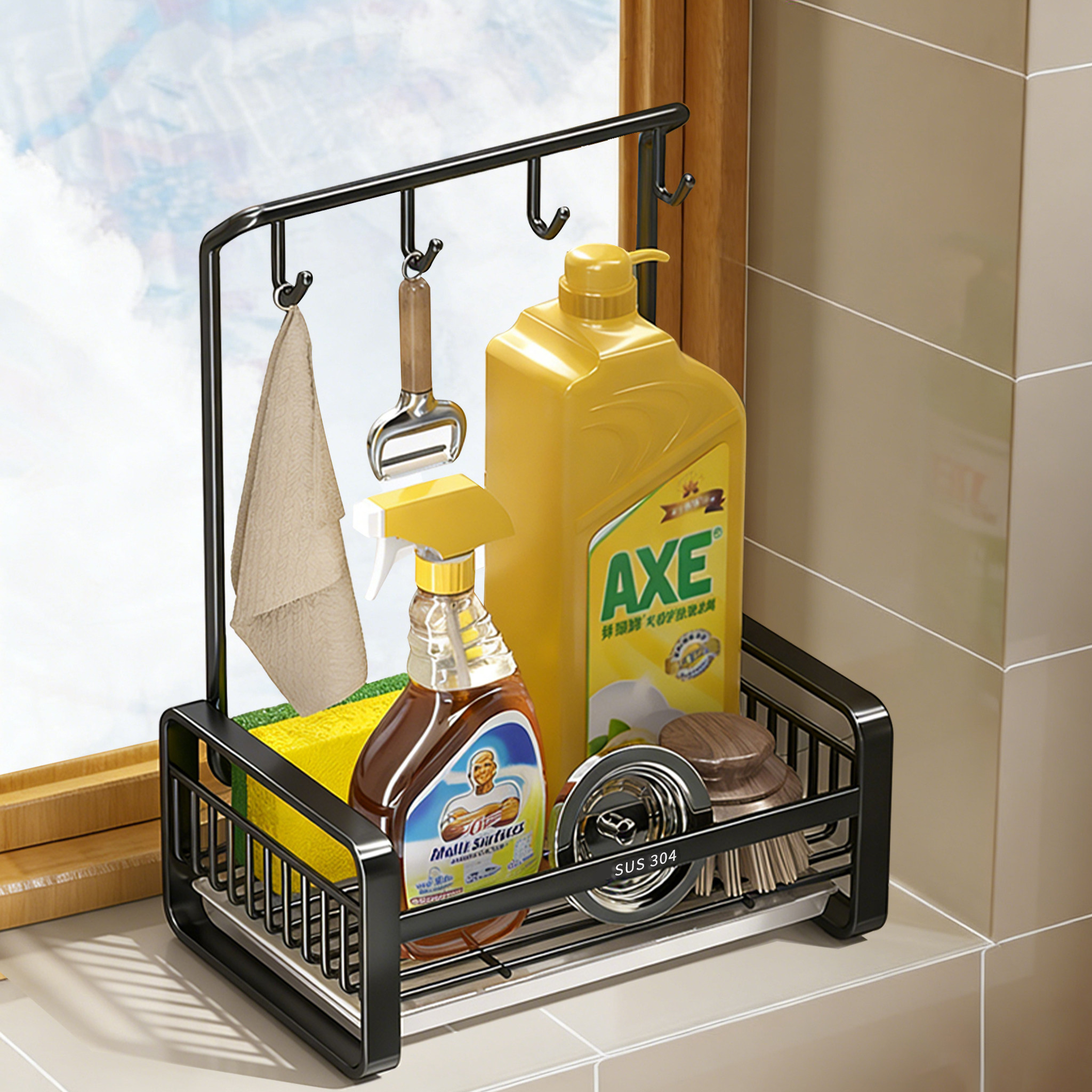 厨房抹布置物架水槽不锈钢毛巾洗碗布沥水架免打孔壁挂海绵收纳架,厨房/烹饪用具,抹布架/厨房清洁收纳架,淘宝优惠券,粉丝福利购,淘宝优惠卷