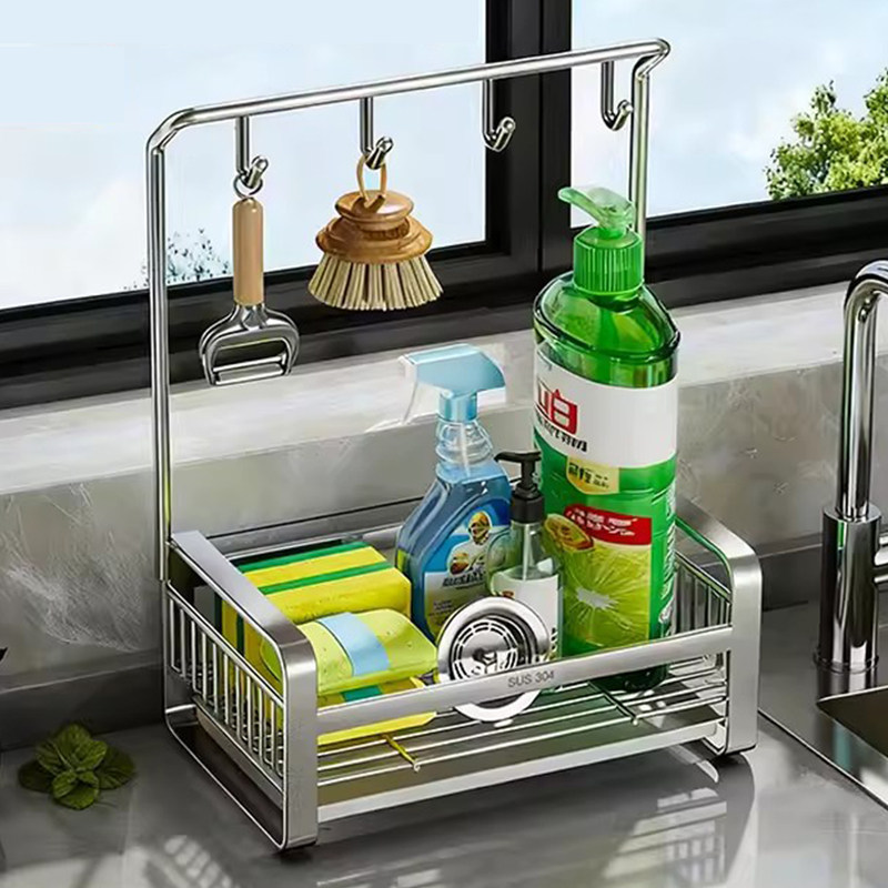厨房沥水架304不锈钢水槽不锈钢架多功能抹布专用置物架收纳架子,厨房/烹饪用具,水槽置物架,淘宝优惠券,粉丝福利购,淘宝优惠卷